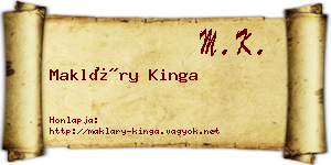Makláry Kinga névjegykártya